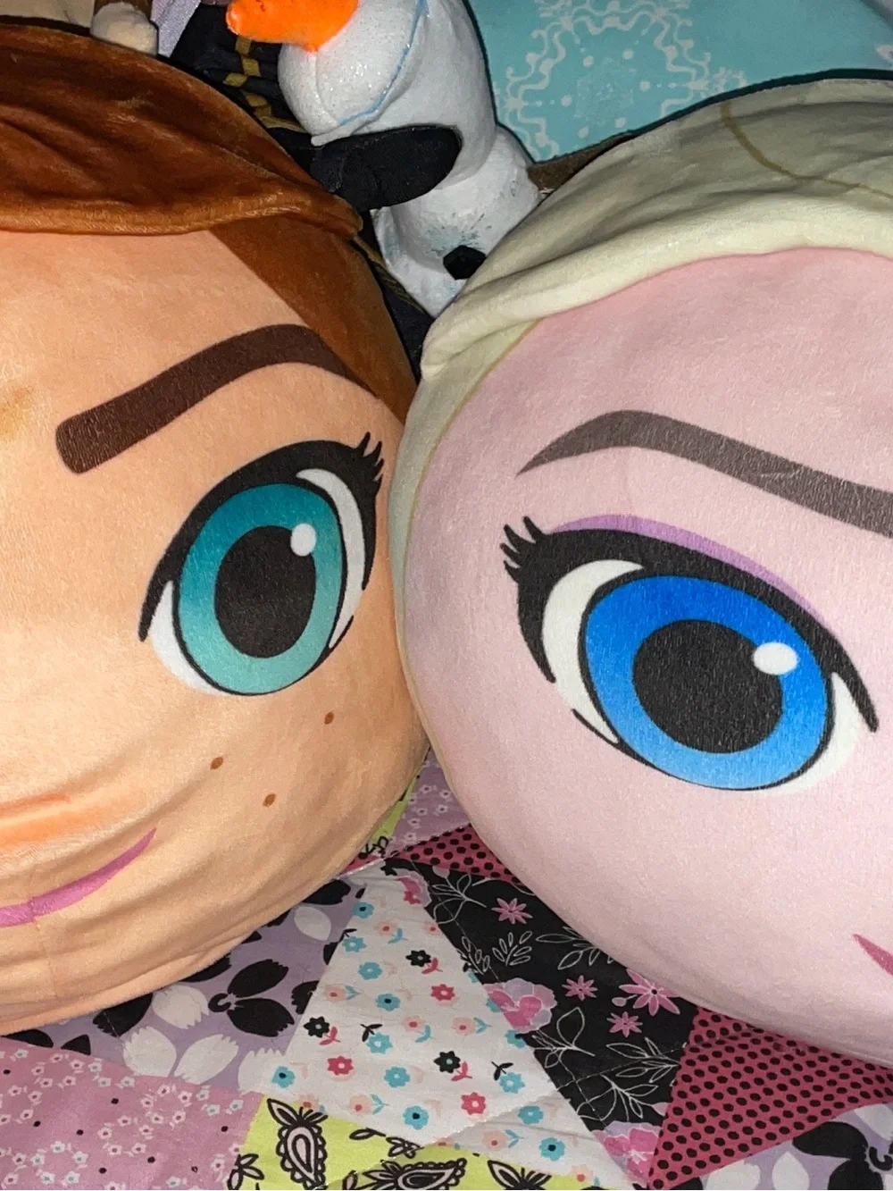 Disney Frozen Anna and Elsa Round Plush Pillows